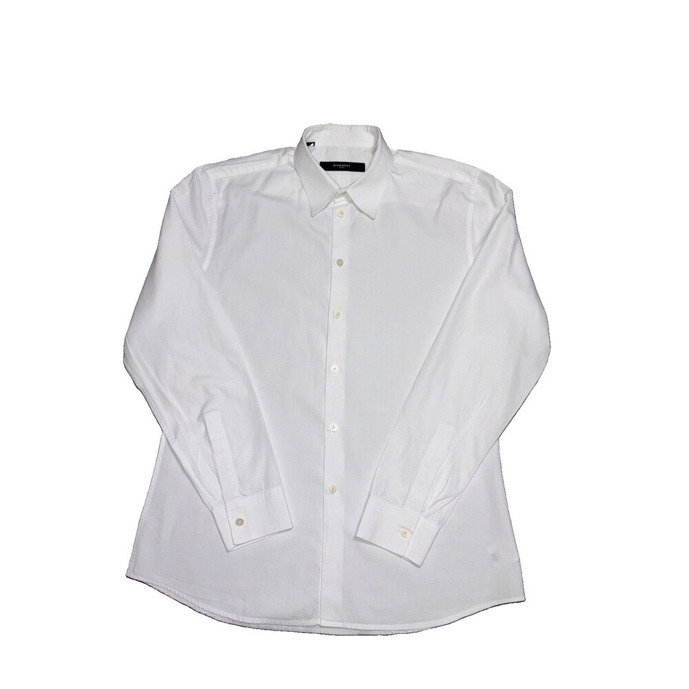 Givenchy Mens 42 L White Dress Shirt Long Sleeve Button Front Collared Designer